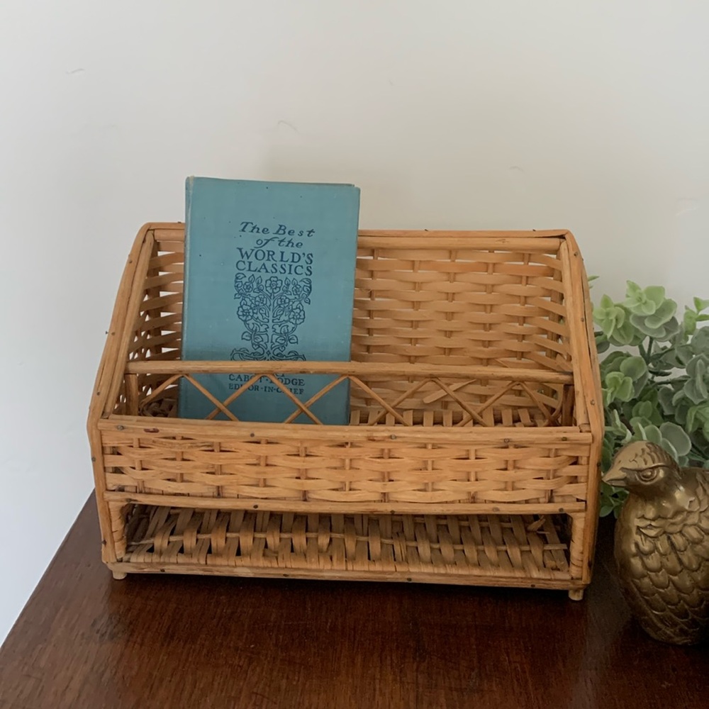 Vintage Wicker Desk Organizer